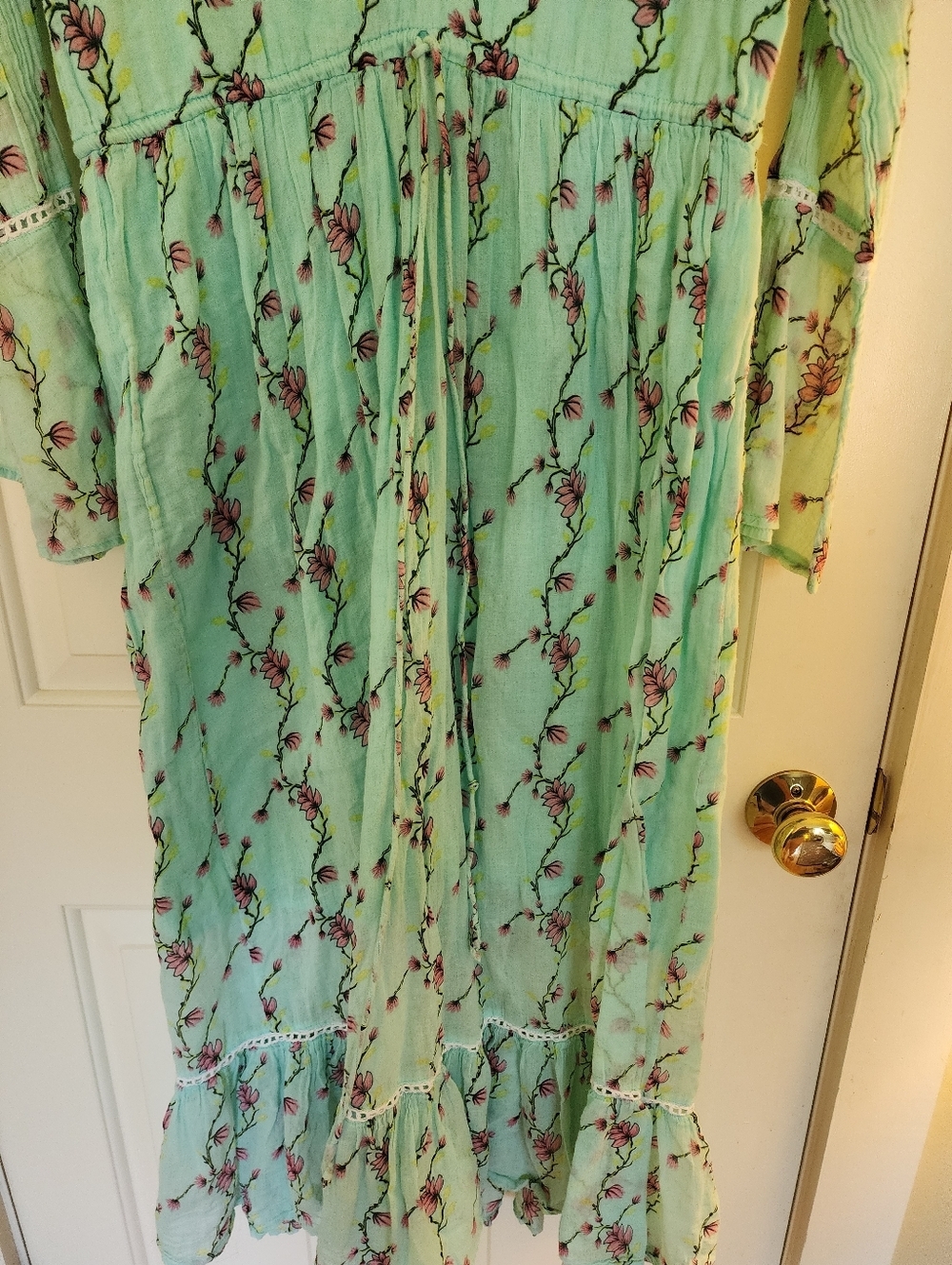 Debbie Katz South Beach Maxi Green & Pink Floral Dress Romantic Resort Size S - Picture 8 of 12